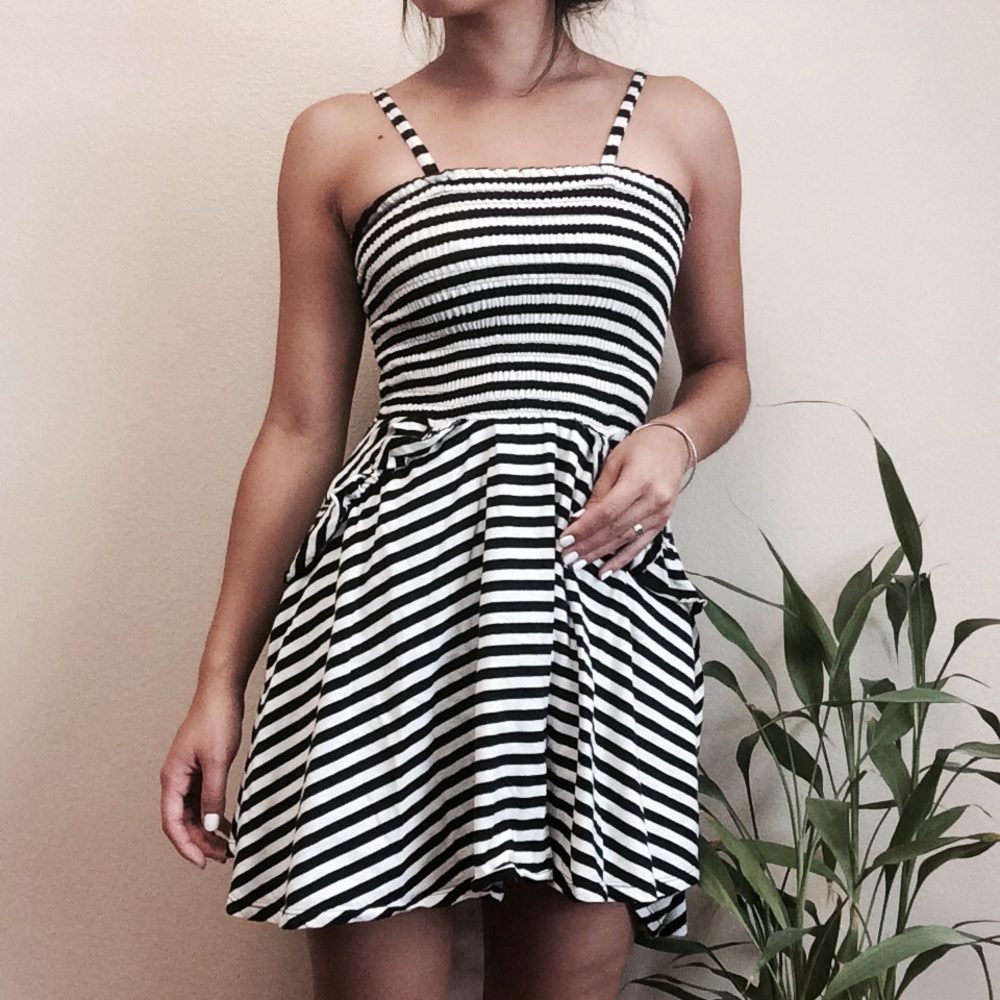 Black & White Striped Sun Dress